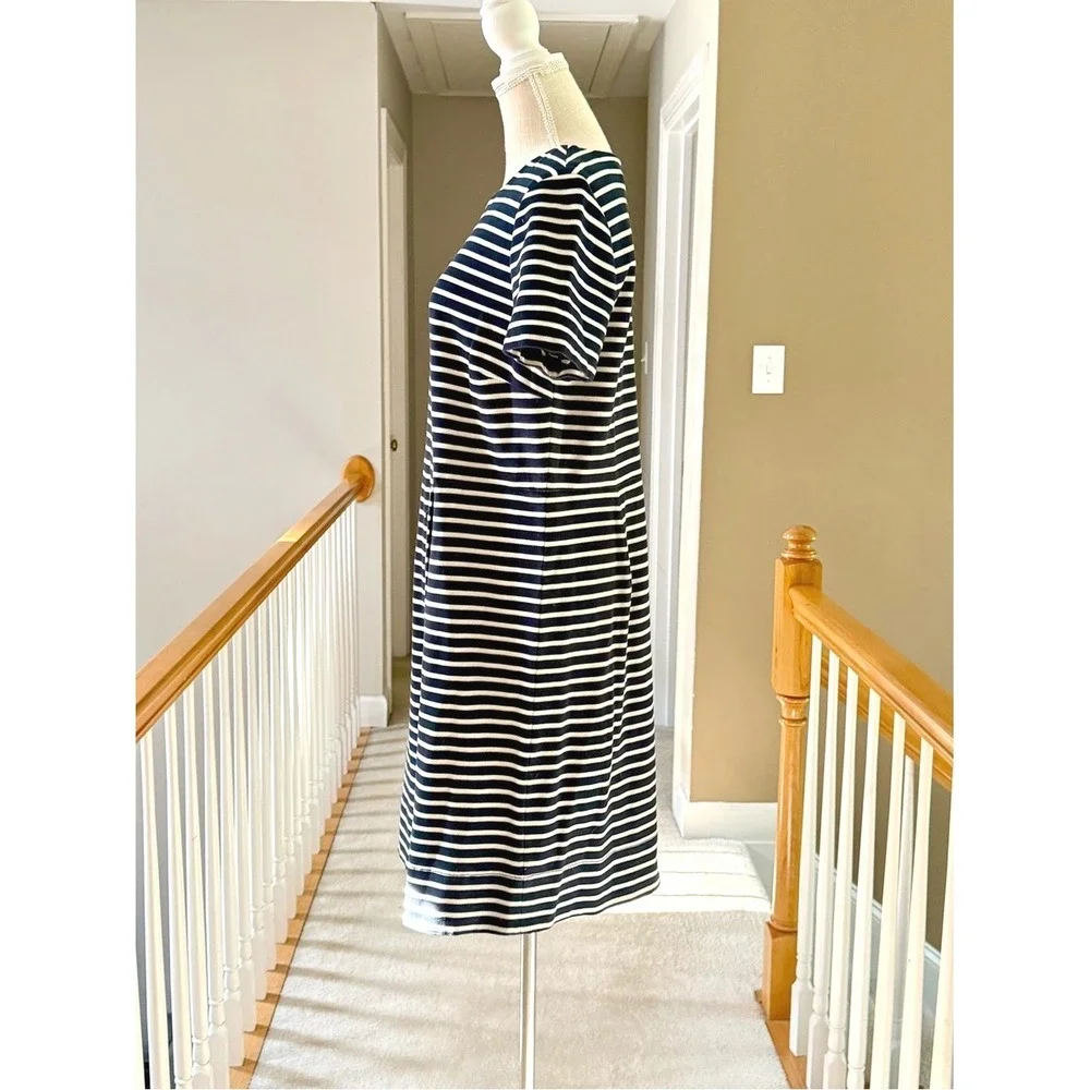 Tory Burch Navy‎ White Striped Button Detail Shift Dress XL